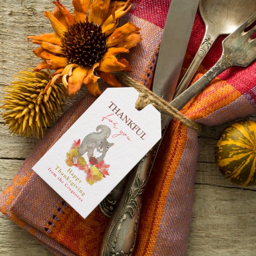 Thankful for You Squirrel Thanksgiving Gift Tags