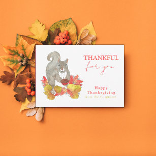 Thankful for You Squirrel Thanksgiving Thank You Card