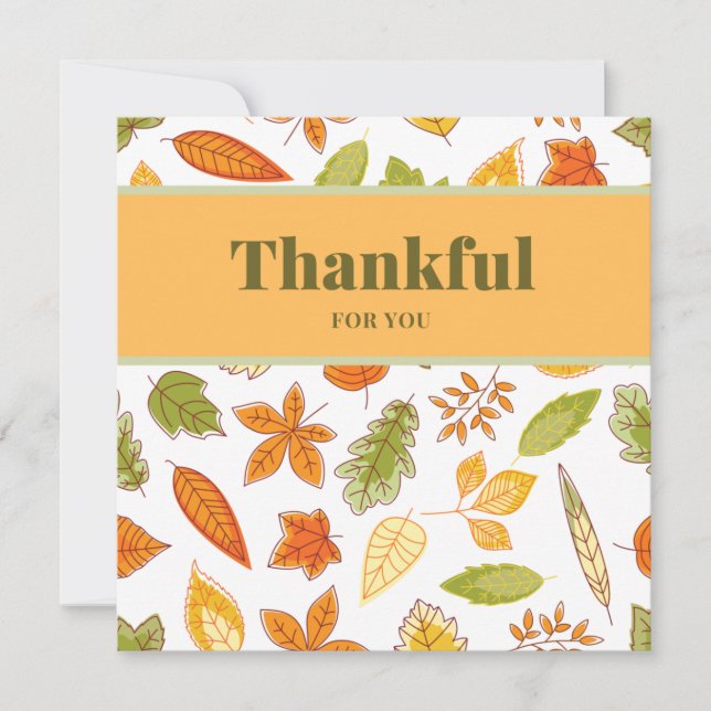 Thankful for You, Thanksgiving  Card (Front)