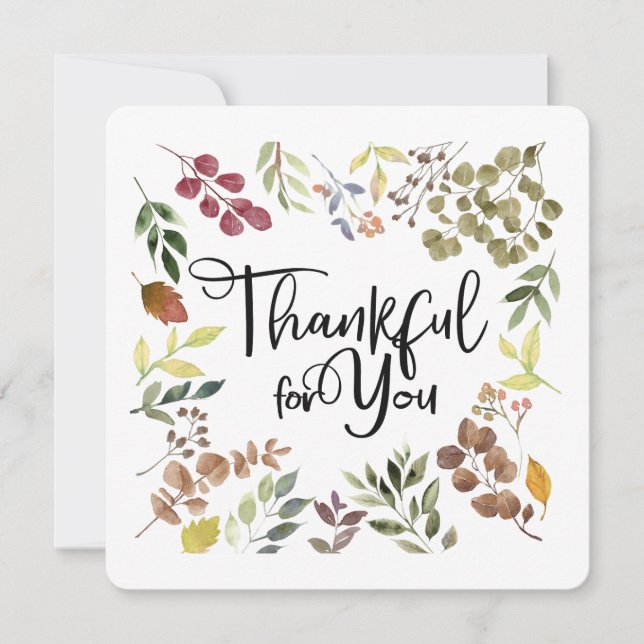 Thankful For You - Thanksgiving Thank You Card (Front)