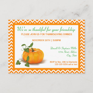 Thankful for your Friendship - 3x5 Dinner Invite