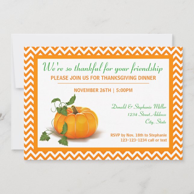 Thankful for your Friendship - Dinner Invite (Front)
