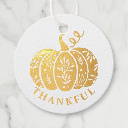 Thankful for your Thanksgiving gold Foil Favor Tag