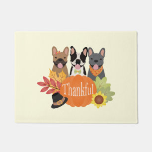 Thankful French Bulldogs Thanksgiving Doormat