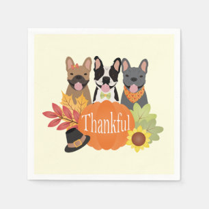 Thankful French Bulldogs Thanksgiving Napkins