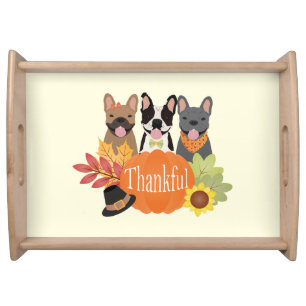 Thankful French Bulldogs Thanksgiving Serving Tray