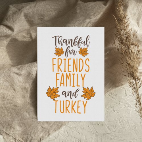 Thankful Friends Family Turkey Thanksgiving card