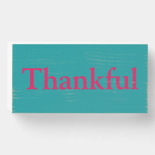"Thankful" Funny Saying Modern Home Art Wooden Box Sign
