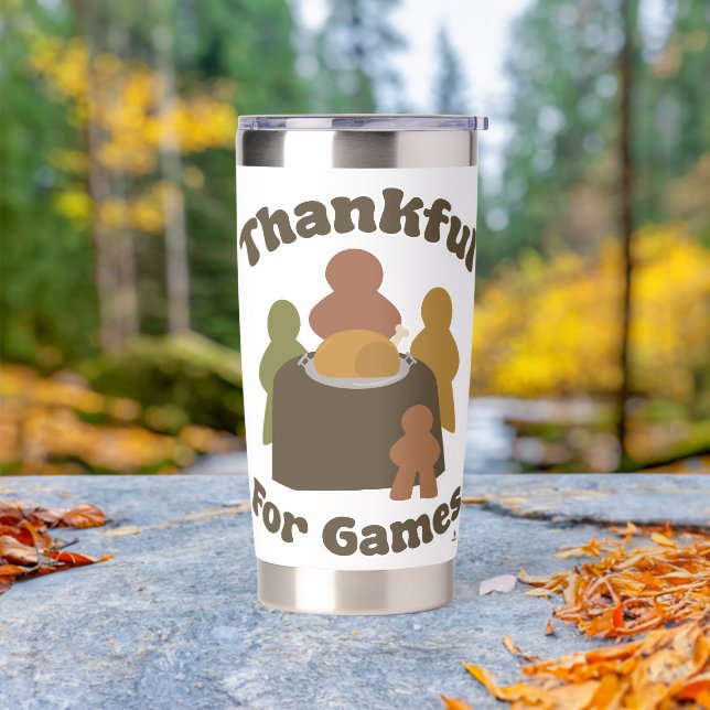 Thankful Gamer Design Thanksgiving Boardgame  Insulated Tumbler (Outdoor)