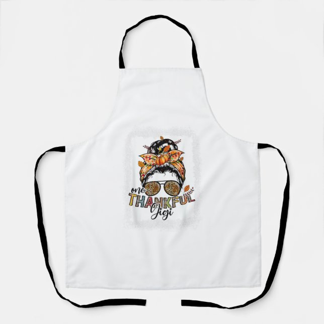 Thankful Gigi For Women Fall Thanksgiving Messy Bu Apron (Front)