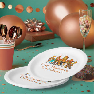 Thankful Gnomes Fall Thanksgiving Autumn Pumpkins Paper Plates
