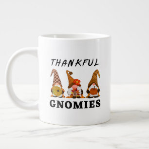 Thankful Gnomies with Cute Autumn Trio of Gnomes Giant Coffee Mug