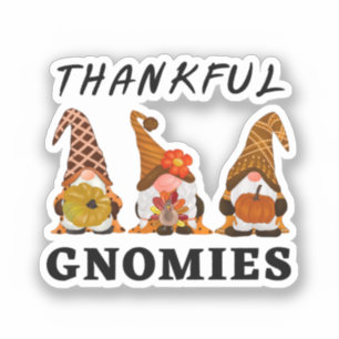 Thankful Gnomies with Cute Autumn Trio of Gnomes Sticker
