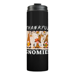 Thankful Gnomies with Cute Autumn Trio of Gnomes Thermal Tumbler
