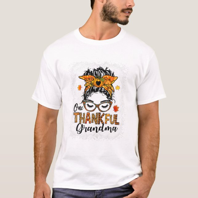 Thankful Grandma Messy Bun T-Shirt (Front)