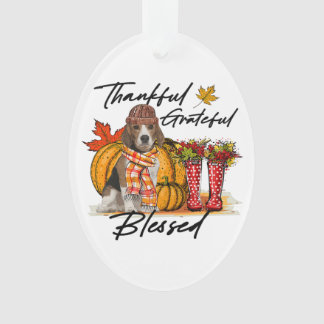 Thankful Grateful Beagle Dog Lovers Fall Thanksgiv Ornament