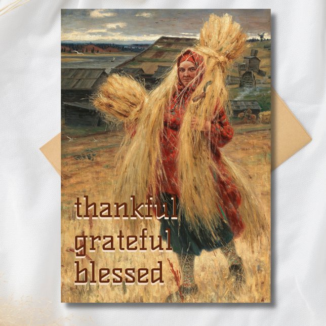 Thankful Grateful Blessed After the Hay Harvest Holiday Card (Creator Uploaded)