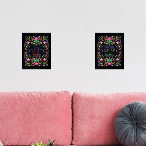 Thankful Grateful Blessed and Home Sweet Home Boho Wall Art Sets