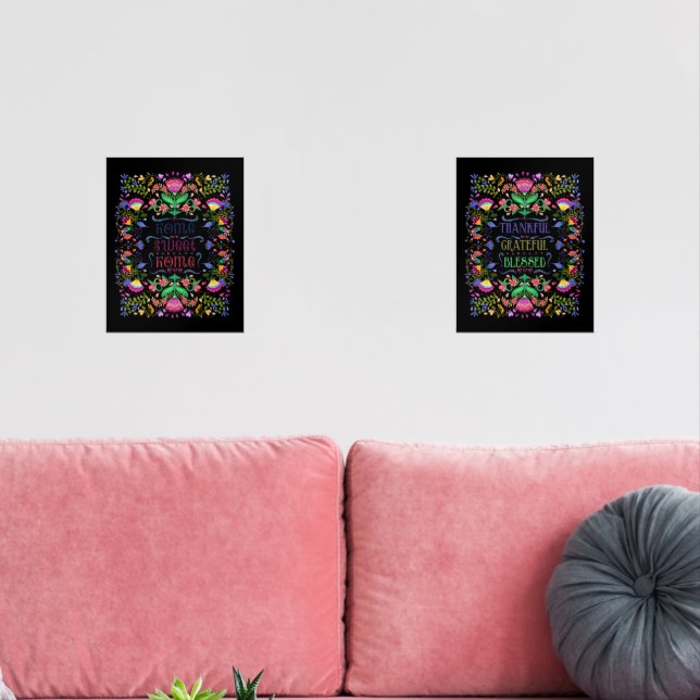 Thankful Grateful Blessed and Home Sweet Home Boho Wall Art Sets (Livingroom)