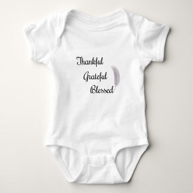 Thankful Grateful Blessed Angel Feather Baby Bodysuit (Front)