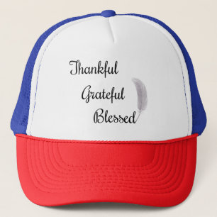 Thankful Grateful Blessed Angel Feather Trucker Hat