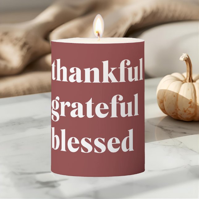 Thankful Grateful Blessed Autumn Pillar Candle (Creator Uploaded)