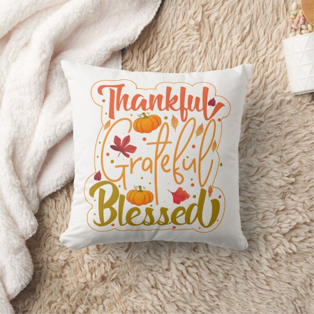 Thankful Grateful Blessed: Autumn’s Heartbeat Throw Pillow (Blanket)