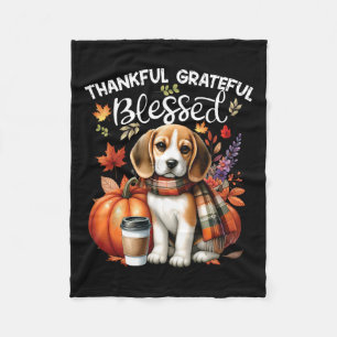 Thankful Grateful Blessed Beagle Dog Happy Fall Y' Fleece Blanket