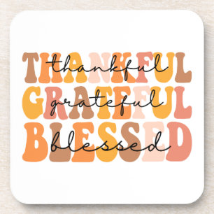 Thankful Grateful Blessed Beverage Coaster