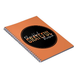 Thankful Grateful Blessed Cheetah Print Typography Notebook