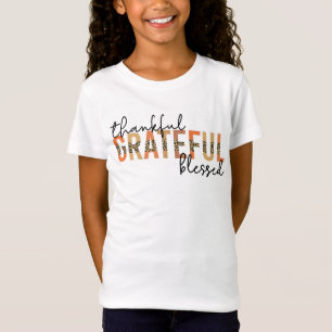 Thankful Grateful Blessed Cheetah Print Typography T-Shirt