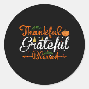 Thankful Grateful Blessed Christian Thanksgiving Classic Round Sticker