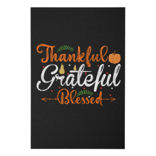 Thankful Grateful Blessed Christian Thanksgiving Faux Canvas Print