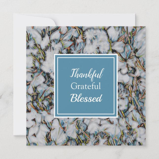 Thankful Grateful Blessed Christmas snowy floral Holiday Card (Front)