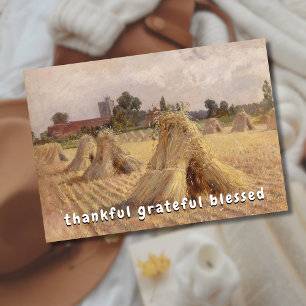 Thankful Grateful Blessed Corn Stooks Bray Church Holiday Card