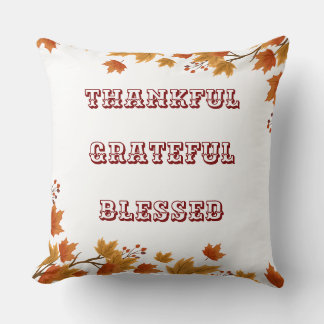 Thankful, Grateful, Blessed: Cozy Fall Leaves Throw Pillow