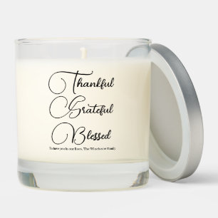 Thankful Grateful Blessed custom text Thanksgiving Scented Candle
