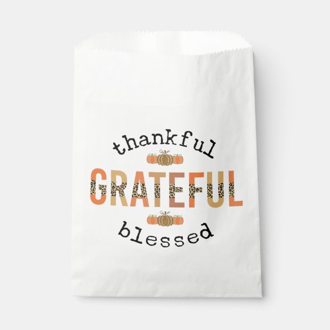 Thankful Grateful Blessed Cute Fall Thanksgiving Favor Bag (Front)