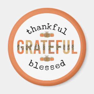 Thankful Grateful Blessed Cute Fall Thanksgiving Magnet