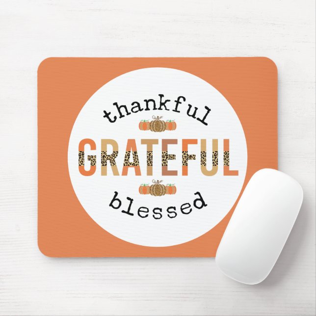 Thankful Grateful Blessed Cute Fall Thanksgiving Mouse Pad (With Mouse)