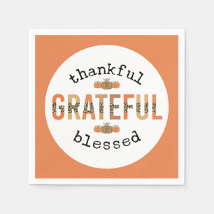Thankful Grateful Blessed Cute Fall Thanksgiving Napkins