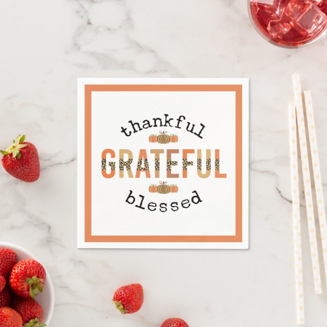 Thankful Grateful Blessed Cute Fall Thanksgiving  Napkins (Insitu)