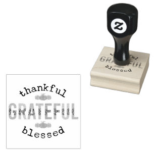 Thankful Grateful Blessed Cute Fall Thanksgiving  Rubber Stamp