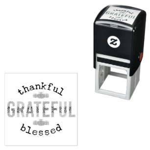 Thankful Grateful Blessed Cute Fall Thanksgiving Self-inking Stamp