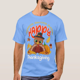 Thankful Grateful Blessed Cute Turkey Happy Thanks T-Shirt