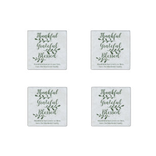 Thankful Grateful Blessed dark green custom script Stone Magnet