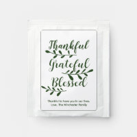 Thankful Grateful Blessed dark green typography