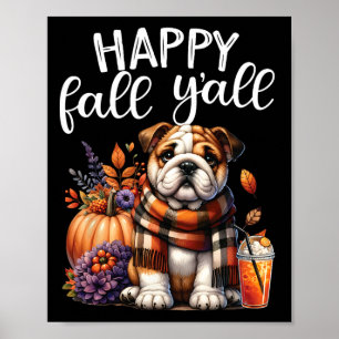 Thankful Grateful Blessed English Bulldog Fall Y'a Poster