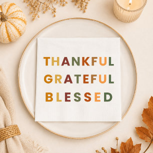 Thankful Grateful Blessed – Fall Colors Paper Napkins