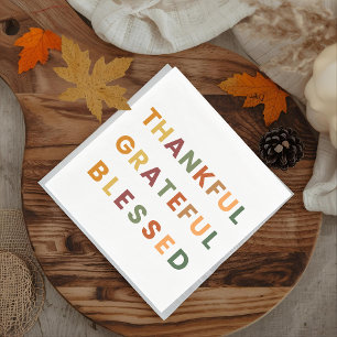 Thankful Grateful Blessed – Fall Colors Paper Napkins